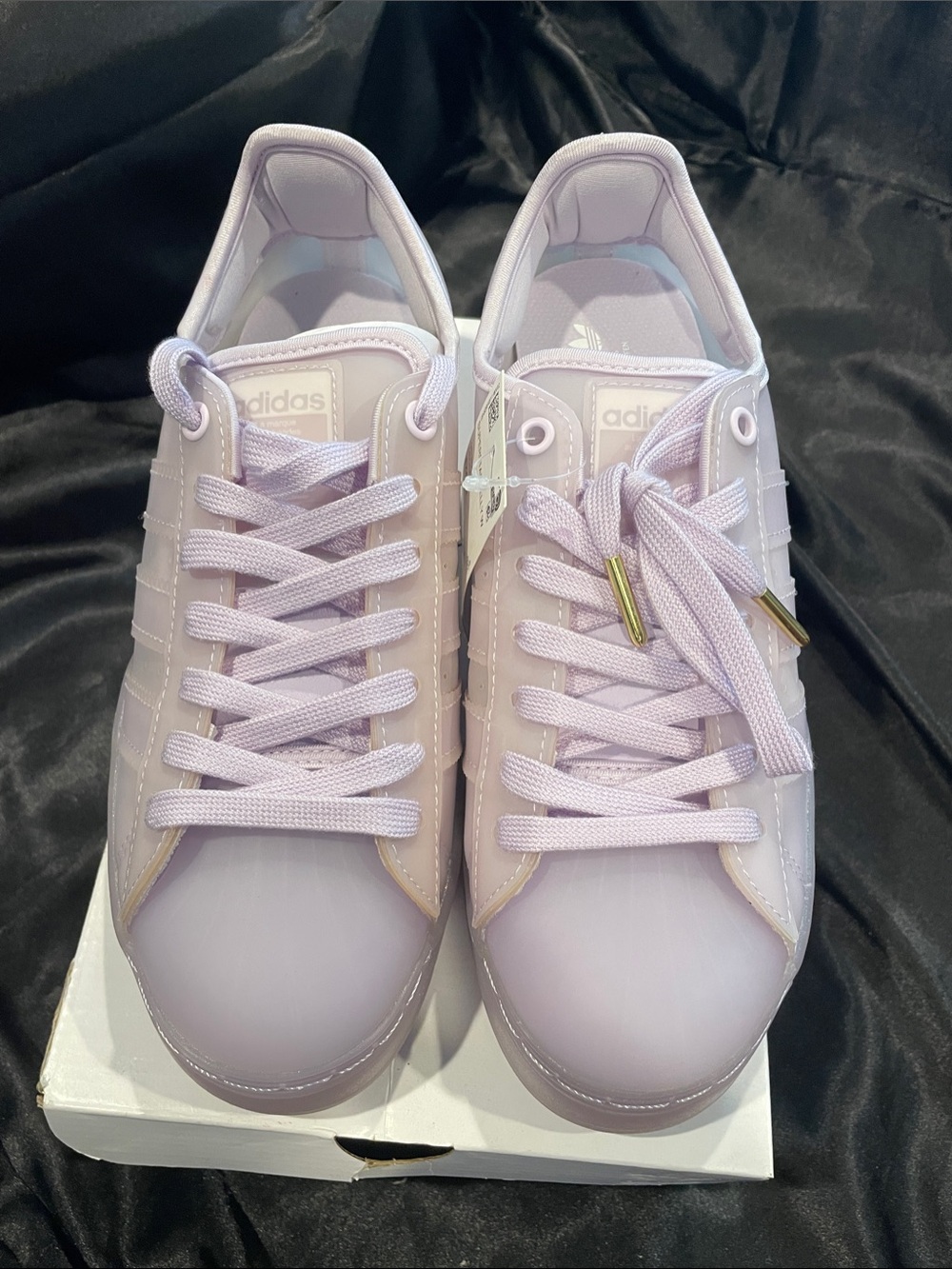 adidas Lilac Low-Top Sneakers with Gold Aglets